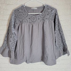 Mislook Women's 3XL Linen Blend Eyelet top